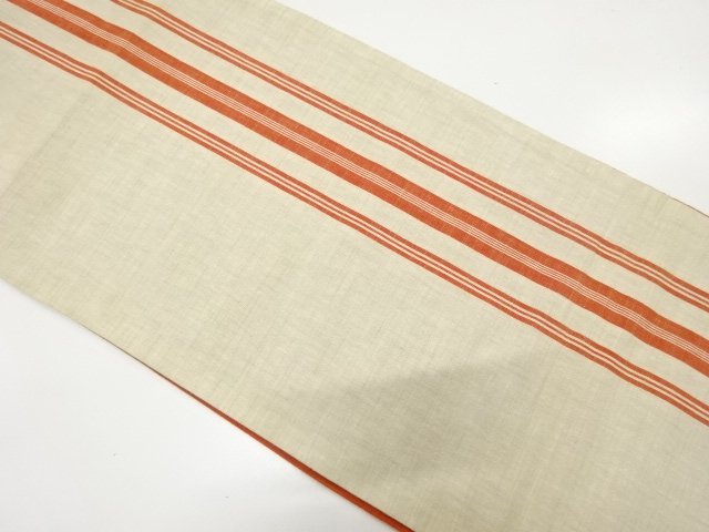 JAPANESE KIMONO / ANTIQUE FUKURO OBI / COTTON / TSUMUGI / WOVEN STRIPE